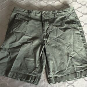 Men's Olive Flat-Front Cotton Shorts